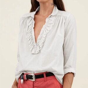 A Shirt Thing Celine Cabo White Cotton Blouse Sz S